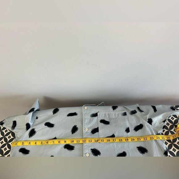 Ted Baker Sourdo Mens Brush Stroke Print Button Down Top Light Blue Size 6 NWT - Picture 8 of 12